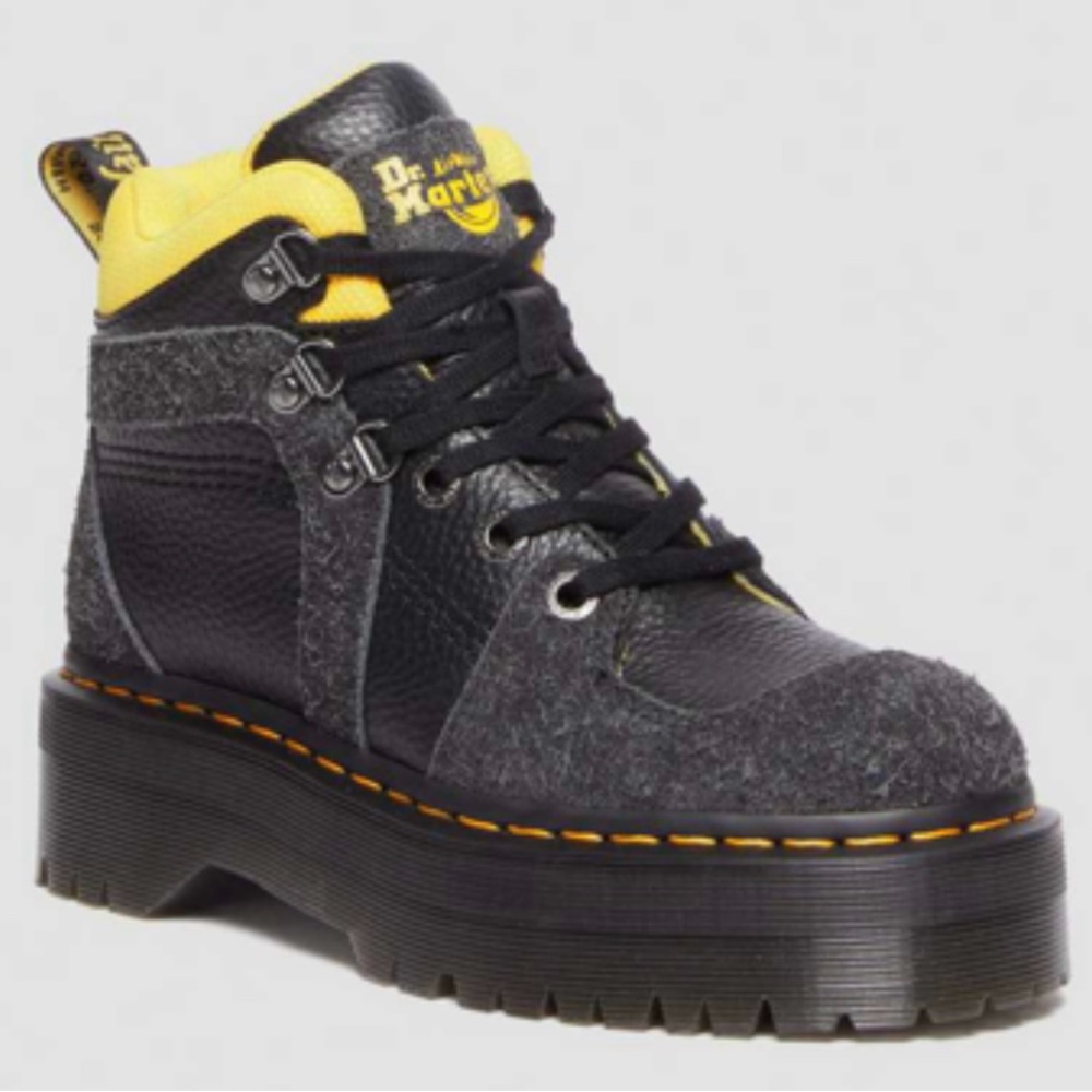 Dr. Martens Women’s Zuma Hiker Black Leather-Suede Platform Boots New